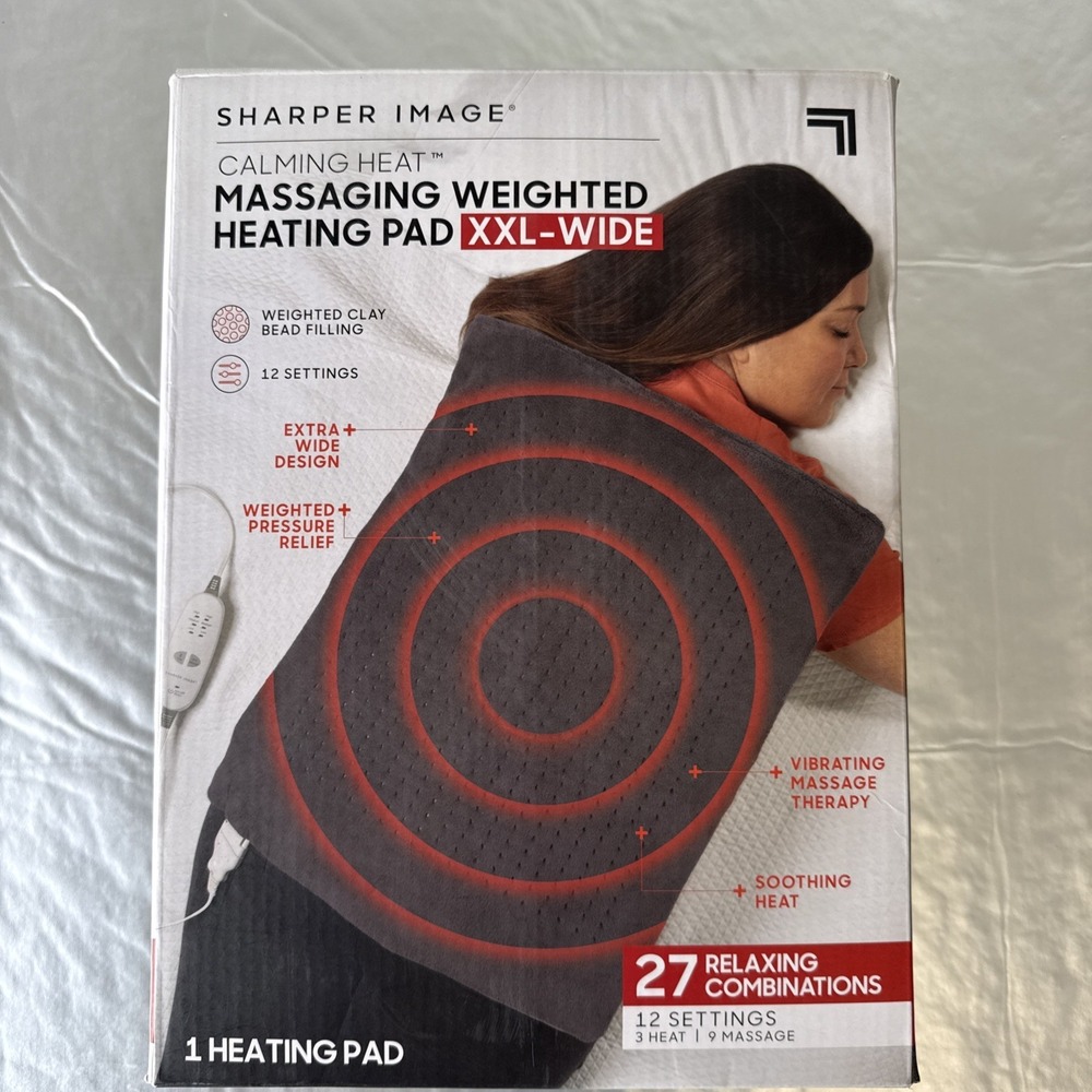 Sharper Image Calming Heat Massaging Weighted Heat Pad -xxl Wide NEW